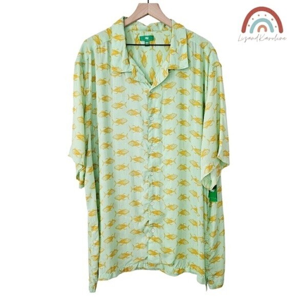 New! Men's Button Down Fish Fisherman Soft Lightweight Modal Short Sleeve Shirt - Picture 1 of 10